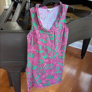 Crown & Ivy Paisley Sleeveless Blouse - Pink and Green